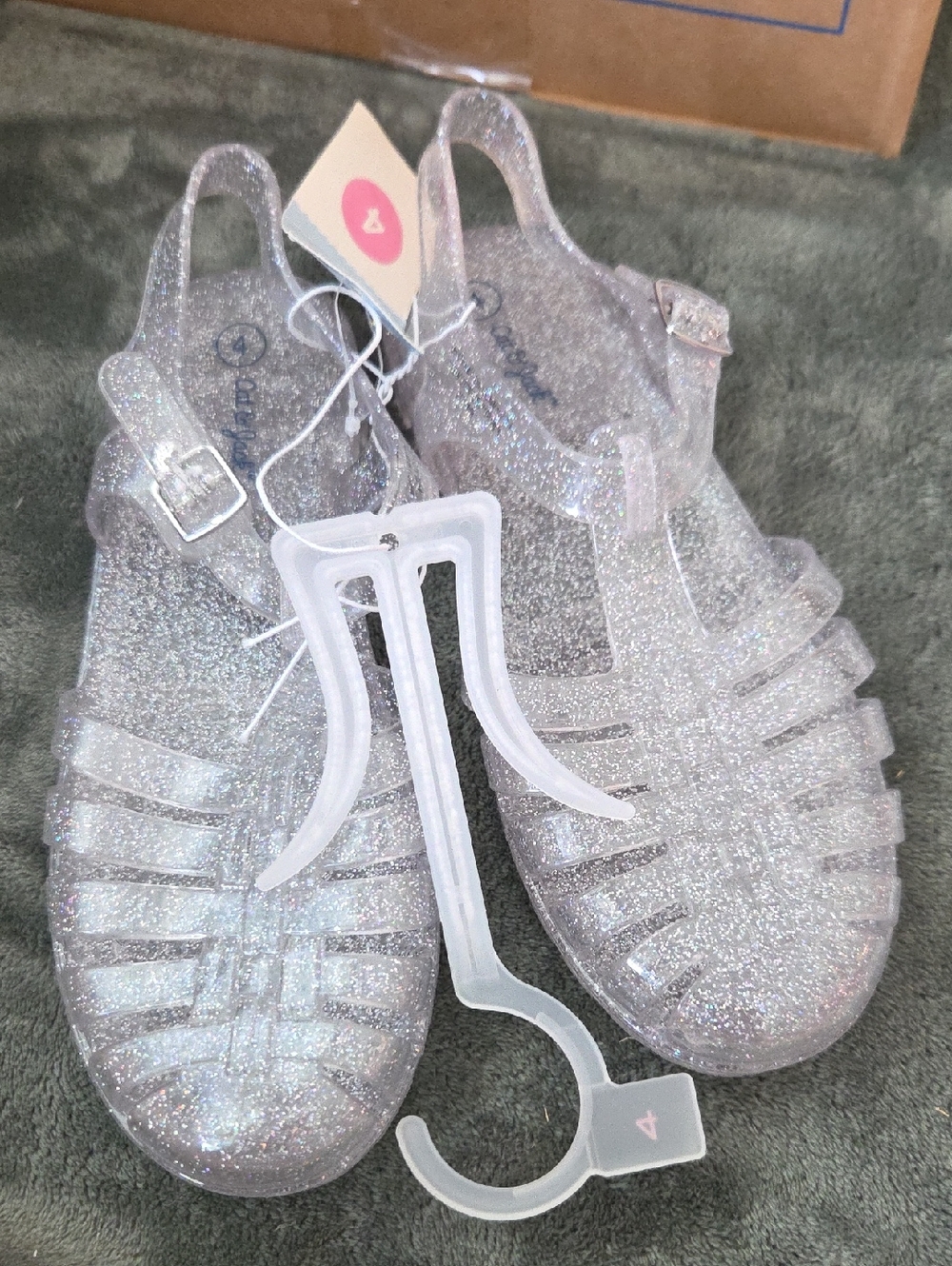 Cat & Jack Girls Clear Glitter Jelly Sandals